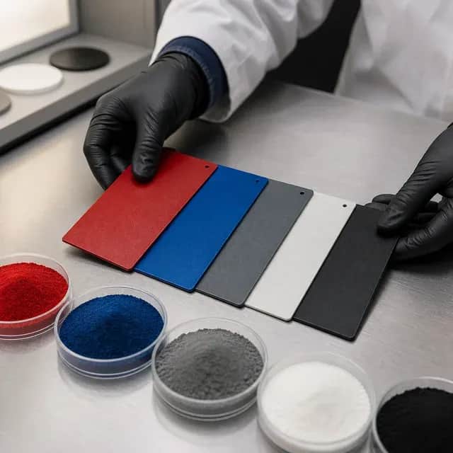 Custom powder coating color matching with coated metal sample panels