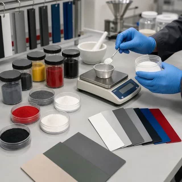 Powder coating formulation development with sample panels and lab scale