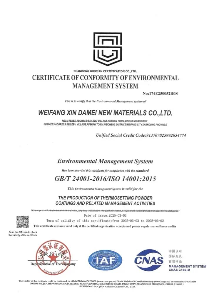 Environmental Management System (ISO 14001) Certified