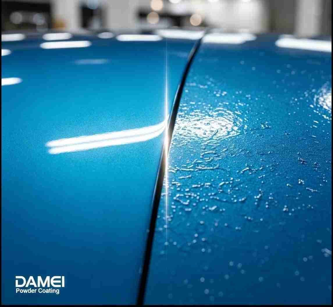 Damei smooth orange peel free powder coating vs traditional rough orange peel coating