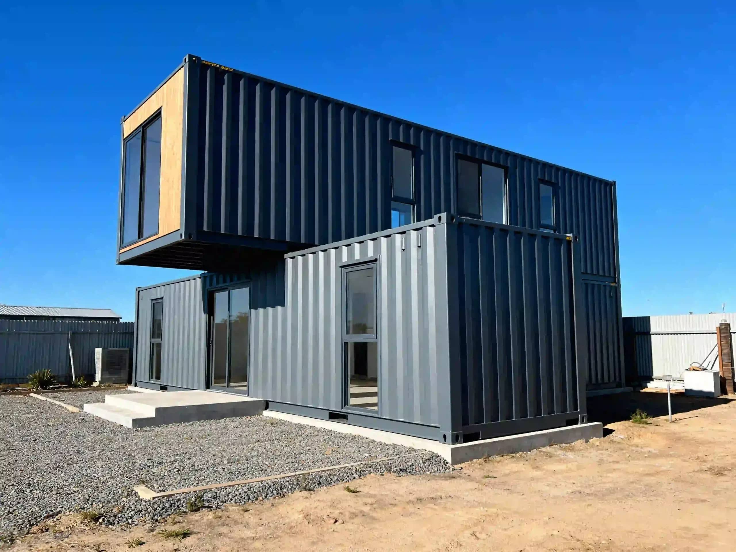 Container house with low-dust powder coating for modular building applications