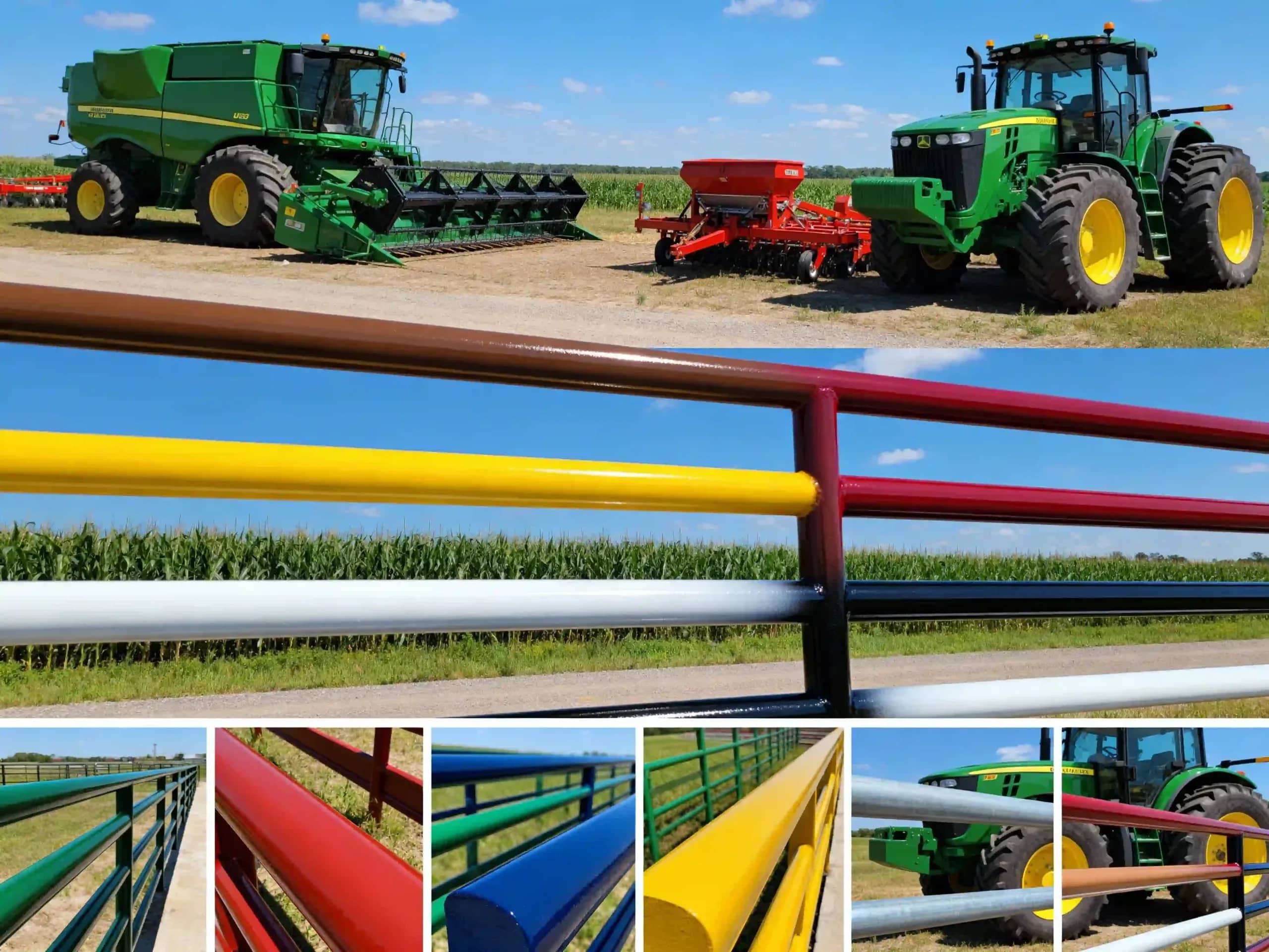 Agricultural machinery with outdoor pure polyester powder coating for superior UV resistance